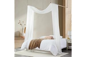 Ciel de lit pour filles, rideaux de lit avec cadre de lit Queen et lit double, 150 x 571,5 cm, en tulle blanc, rideaux de lit
