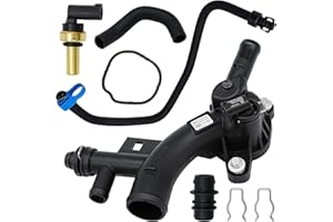Plastic Engine Coolant Housing Replacement Kit Water Outlet with Sensor with Rubber Hose Compatible with Chevy Cruze, Sonic, 