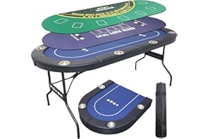 180cm 3 in 1 Foldable Poker Table with Reversible Game Mat, 8 Players Game Table with 8 Cup Holders, Suitable for Texas Holde
