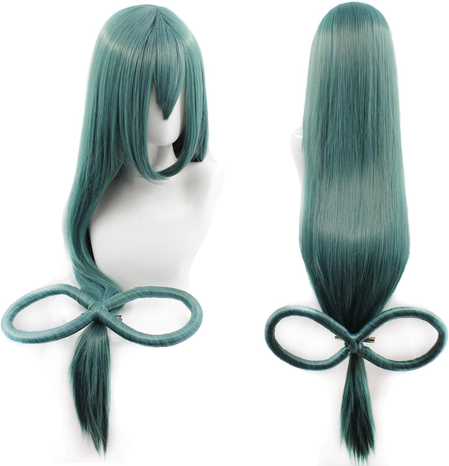 SpeedBeautyLong Straight Length: 35 inch with Bow Dark Green Women Cosplay Costume Christmas Halloween Wig