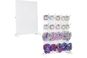 Loghot Metal Pegboard Display Stand for Craft Shows Standing Pegboard Jewelry Display Stands for Vendor Events Retail Rack for Selling, Pin Stickers & Keychain Peg Board (White 2pcs)