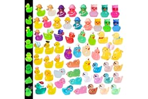 U-Zimikee 60 Pcs Luminous Mini Resin Ducks Miniature Duck Figurines Tiny Little Ducks Glow in The Dark Mini Duck Figures to Hide Micro Landscape Ornaments Fairy Garden Dollhouse Craft Accessories