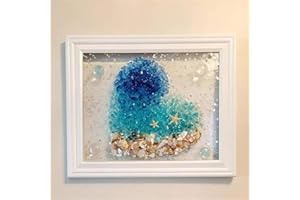 SEQGANTE Sea Glass Art Kit, 2024 New Sea Glass Art Kits for Adults, Sea Glass Art Photo Frame, DIY Resin Beach Art Kit, Resin Beach Art Kit for Home Decoration(Heart of The Sea)