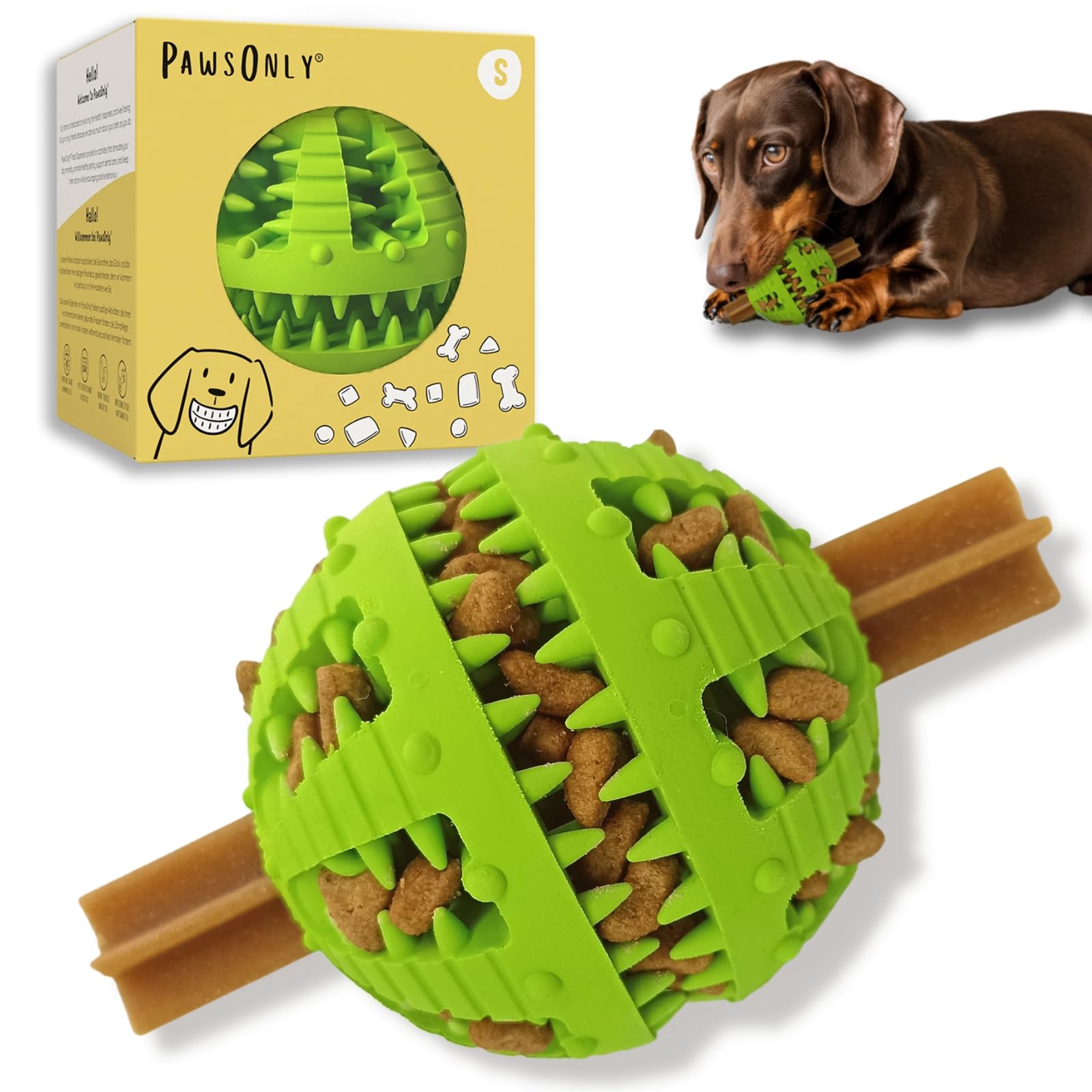 PawsOnly | Interactive Dog Treat Toy for Boredom & Enrichment | Mental Stimulation & Anxiety Relief | Puzzle Feeder | Puppy Brain Training & Entertainment | Keep Them Busy (Small, GREEN)