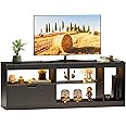 JUMMICO TV Stand, Entertainment Center LED Gaming TV Stand for 65+ Inch TV Carbon Fiber Top, Dynamic RGB Modes TV Cabinet Console with Adjustable Glass Shelves Storage Drawers (Black)