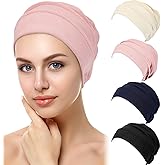 Syhood 4 Pieces Slouchy Beanies Hats Soft Polyester Sleep Cap Stretchy Sleeping Cap Headwear for Women