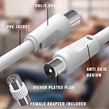 D.A.Y. Republic 5m TV Aerial Coax Cable with Female Adapter Silver view 6