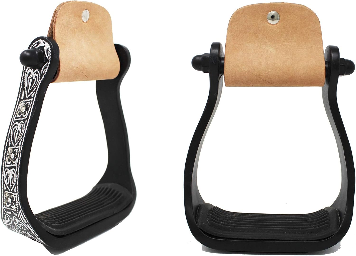 CHALLENGER Western Black Engraved Aluminum Barrel Racing Horse Stirrups