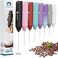 Powerful Milk Frother Wand - Mini Handheld Milk Frother with Stainless Steel - Battery-Powered Drink Mixer for Coffee, Lattes