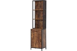 RESHABLE Industrial Salon Station with 3-Tier Storage Shelf, Salon Cabinets and Storage for Hair Stylist, Hair Salon Beauty Spa Equipment, Rustic Brown