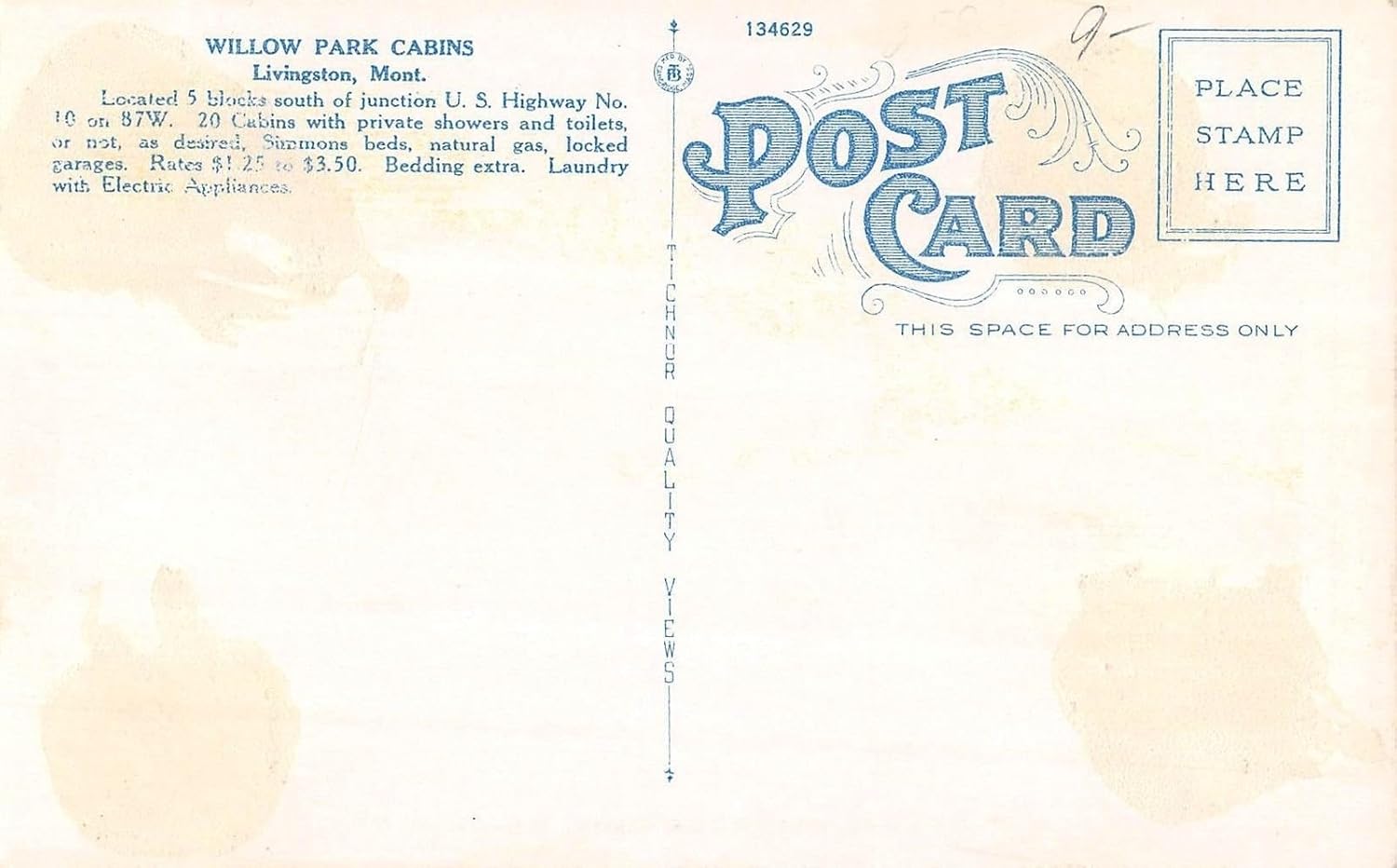 Willow Park Cabins Livingston Montana Antique Postcard T3605 At