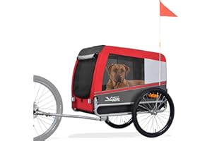 Tiggo Veelar Sports Large Pet Bike Trailer for Medium or Large Sized Dog or Multiple Small Dogs, Foldding Frame Bicycle Carrier Up to 78 LBS Parking Brakes,Low Center of Gravity