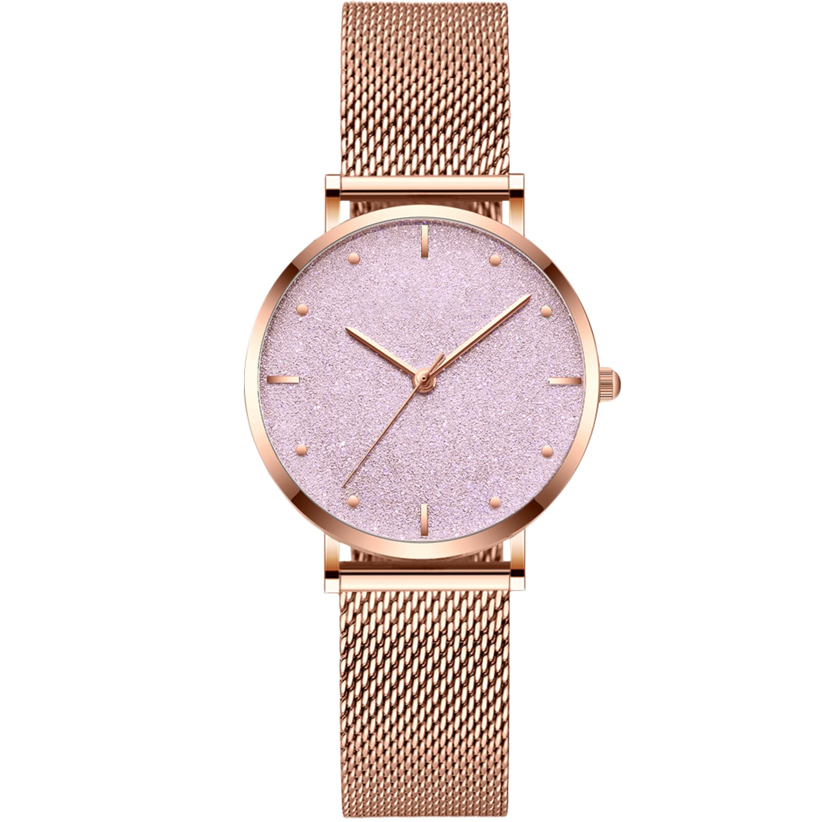 RORIOS Women Watch Shining Starry Dial with Stainless Steel Strap Ladies Dress Wristwatch Waterproof Fashion Watches for Ladies Girls