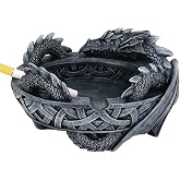 Ancient Celtic Guardian Dragon Ashtray Statue in Faux Stone Resin