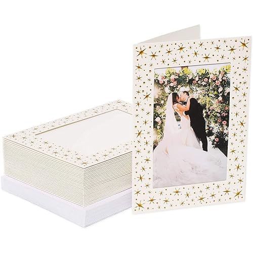 36 Pack Photo Insert Greeting Cards with Envelopes Included, Gold Stars ...