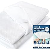 Moonsea Mattress Topper Cover (Cover Only) Twin Size, 3-4 Inch Zippered Viscose Made from Bamboo Cover for Latex Mattress Topper, Removable Memory Foam Mattress Topper Cover with Straps