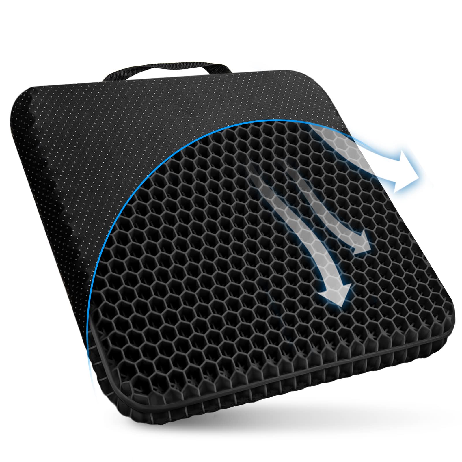 Photo 1 of (BAGGED) (USED/FAIR) Gel Seat Cushion, for Long Sitting -Double Thick Gel Seat Cushion Breathable Honeycomb Chair Cushion with Non-Slip Cover for Office Chair Car, Wheelchair, Long Trips,Relief Sciatica Pain