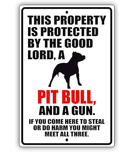 Vintage Metal Sign 'Beware Protected By Dogo Argentino With Attitude' - 12x8 Inch Tin Wall Decor