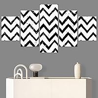 SIGNWIN 5 Panel Canvas Wall Art Modern Art Decorative Elements Fun Geometric Mixed Media Multicolor Patterns for Home Decorations Ready to Hang - 60