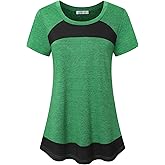 MOQIVGI Womens Short Sleeve Workout Tops Casual Summer Running Yoga Exercise Fitness Shirts Activewear
