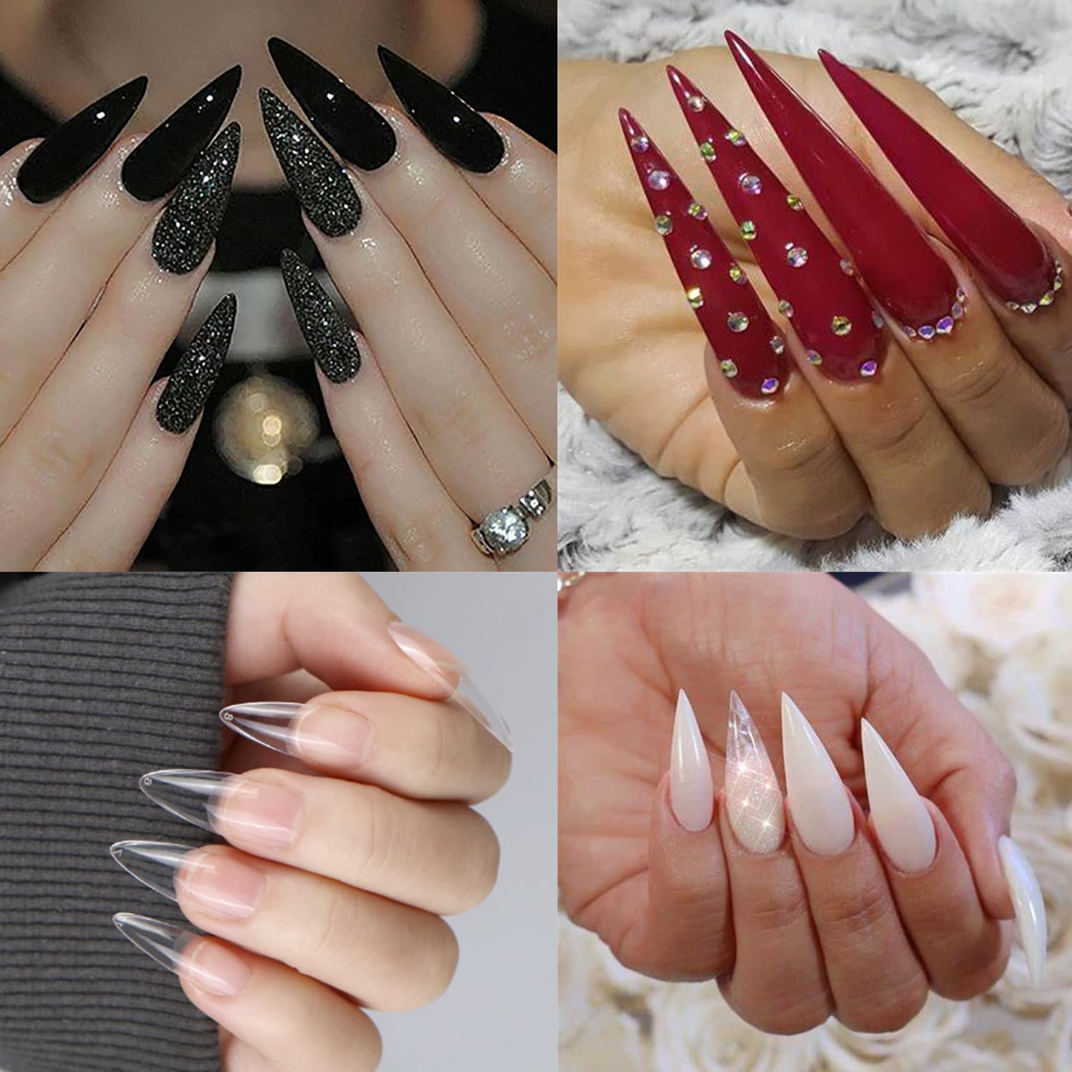 Stiletto Nail Tips,120pcs Stiletto Soft Gel x Fake Nail Tips Press on Nails Pre-shape Stiletto Nails Tips for Full Cover Acrylic Stiletto Nails French False Nails,Half Matte Fake Gelly Tips,12 Sizes - Image 7