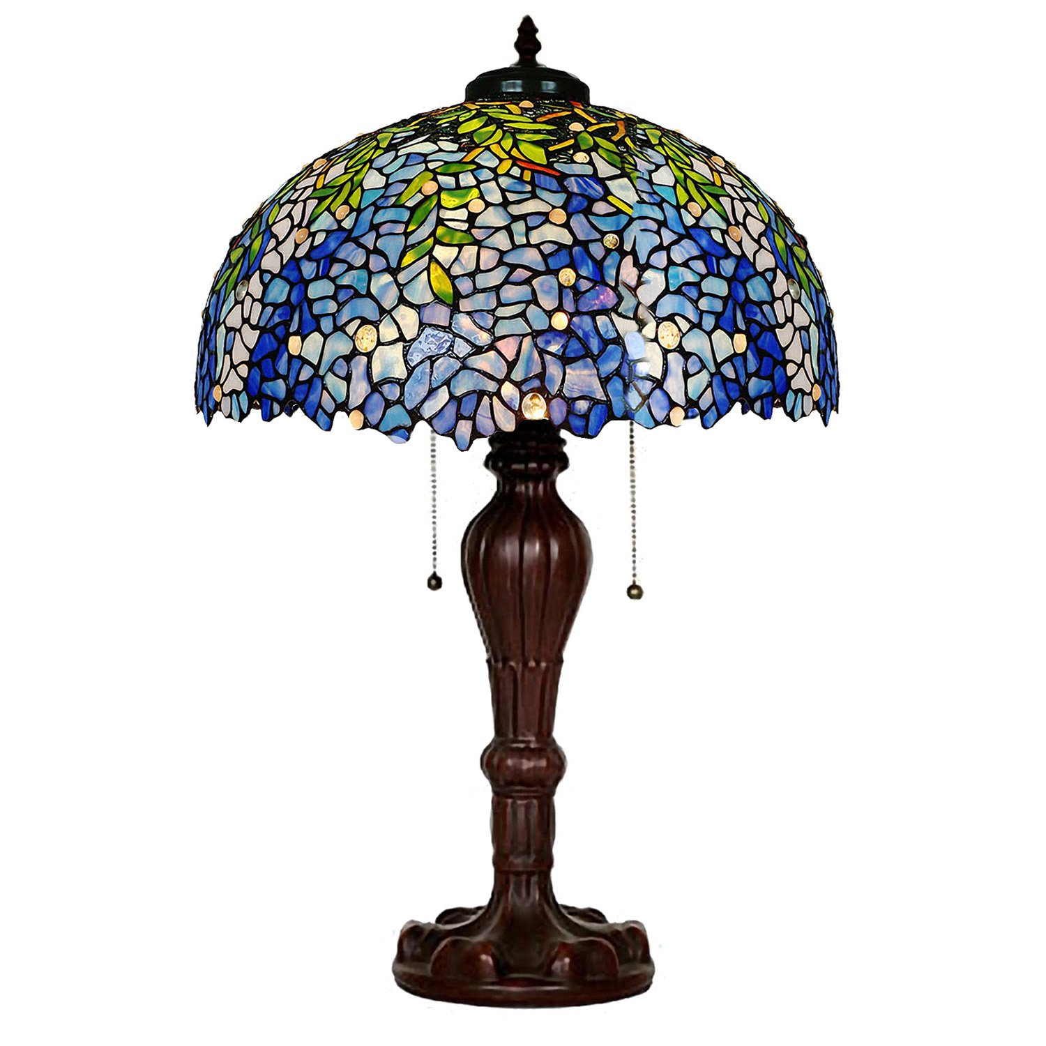 Table Lamps,Magcolor Tiffany Style Stained Glass Purple Wisteria Table