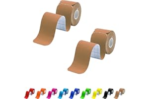 MUSEFITR Kinesiology Tape Precut 2 Rolls Pack, Athletic Tape for Muscle Joints Support, 40 Strips for Knee Ankle Shoulder Back, Latex Free and Water Resistant, Beige
