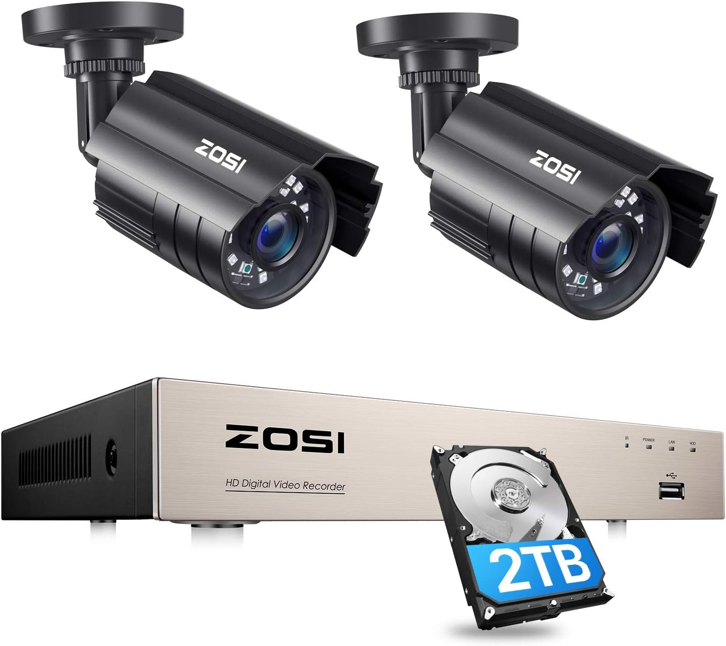 ZOSI 8CH H.265+ Outdoor Security Cameras System, 8 Channel