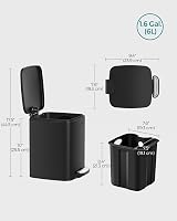 SONGMICS Kitchen Bin 6 L Steel Pedal Trash Can with Inner Bucket Ink Black view 7