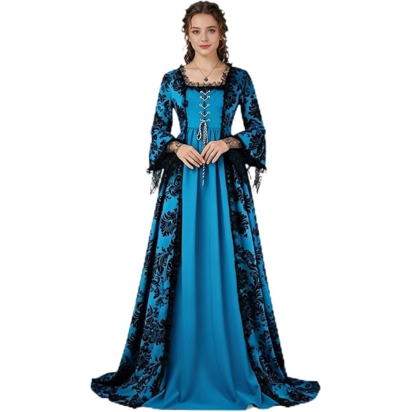 renaissance style bridesmaid dresses Blue French Renaissance Bridesmaid Silver Leaf Costumes