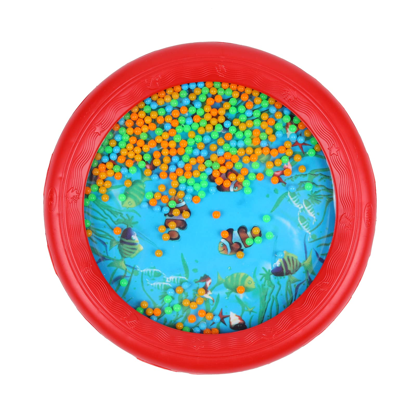 Musfunny Ocean Drum Toys for Baby: Wave Drum Gentle Sea Sound Bead Drum Music Gift - Sea Drum Musical Educational Tool for Kid Child Toddlers (Red)