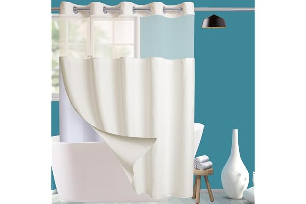 Conbo Mio Waffle Weave Hotel Style Shower Curtain with Snap in Liner for Bathroom Waterproof Machine Washable Shower Curtain