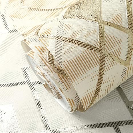 Amazon Co Jp シンプルでスタイリッシュなモダンな格子縞の3d金色の壁紙リビングルームのベッドルームのテレビの背景壁紙 Color Apricot ホーム キッチン