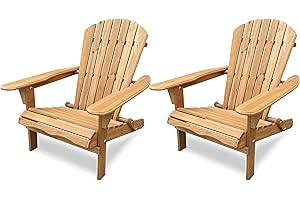 BTEXPERT Set of 2, Folding Adirondack Chair Half Assembled Lounge Chair Outdoor Wooden Patio Chair for Lawn Garden Backyard Deck Fire Pit Pool Beach 350lb Weight Capacity