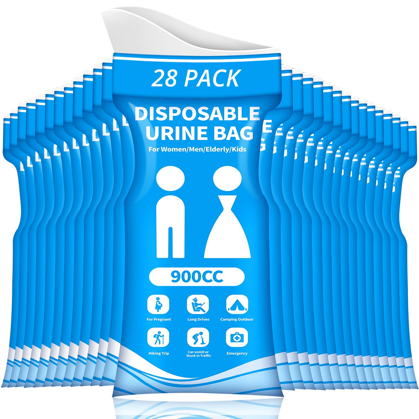 Photo 1 of HOKINETY Disposable Urine Bag for Travel - 900ML Portable Pee Bags for Women Men 28 PCS Emergency Vomit Bags Unisex Urinal Toilet Bag for Car Camping, Road Trip,Traffic Jams, Pregnant, Kids, Patient