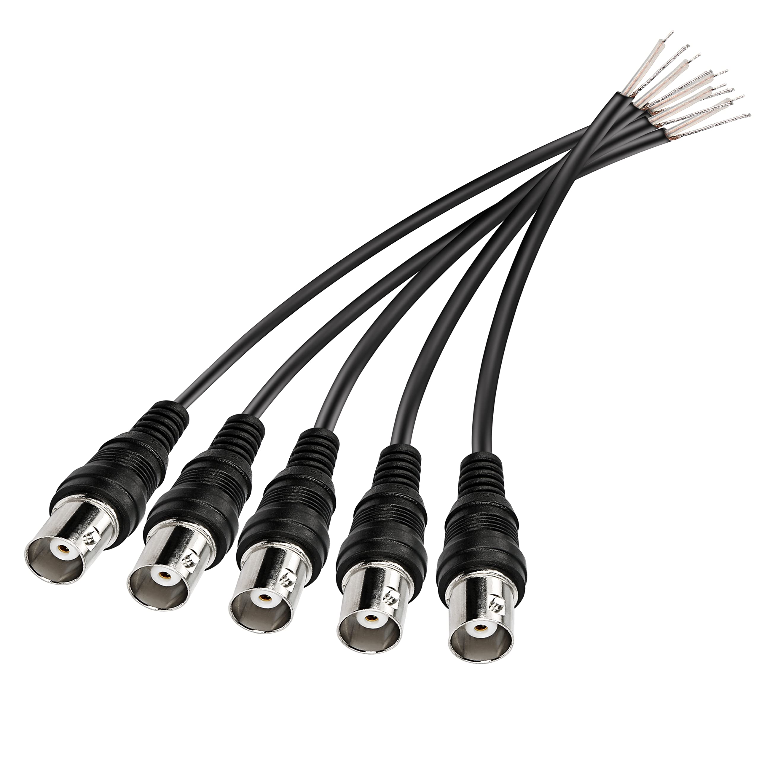 MEIRIYFA Pigtail Cable Bare Wire, Female BNC Connector Plug with Open End Wire for CCTV Camera Terminal Adapter (5pcs)