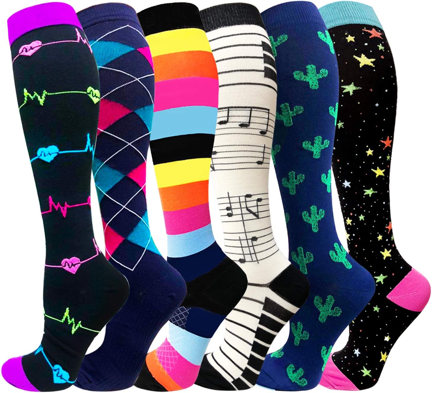Compression Socks for Women & Men 20-30mmHg Best Knee High Stockings for Running Nurses Hiking Cycling Recovery