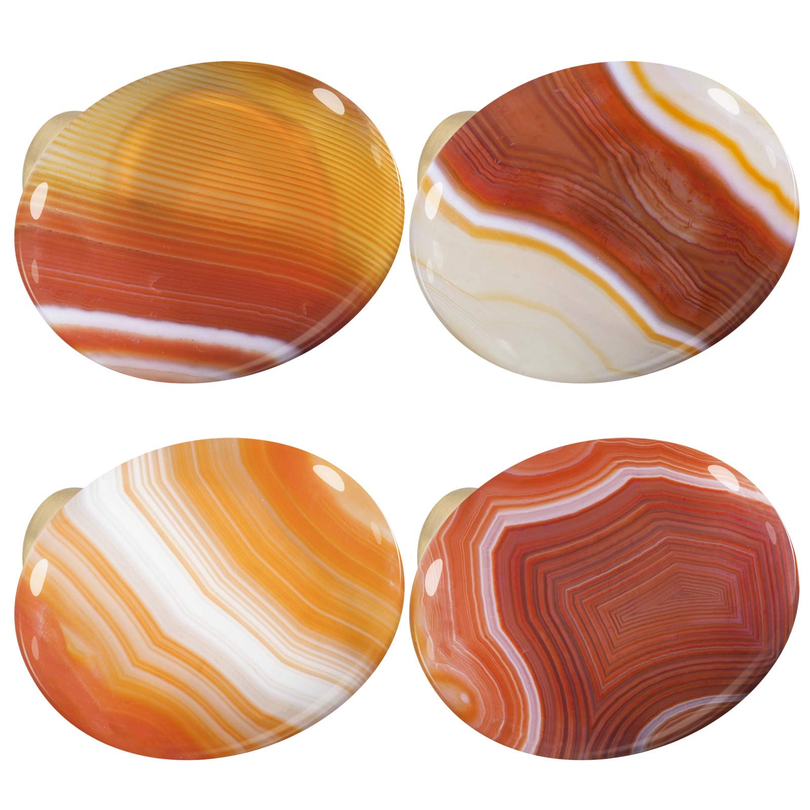 mookaitedecor Set of 4 40mm Carnelian Stone Drawer Knobs with Screws, Healing Stones and Crystals, Oval Decorative Stones Pull Handles for Cabinets Cupboard Wardrobe Home Kitchen