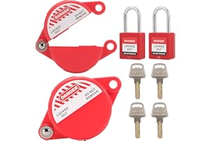 TOKCKYBL Gate Valve Lockout with Safety Padlock, Hose Bib Lock for Water Spigot/Outdoor Water Faucet/Propane Tank, Suited for 1 to 2-1/2 in Dia Valve Handles,OSHA Compliant(2 Pack)