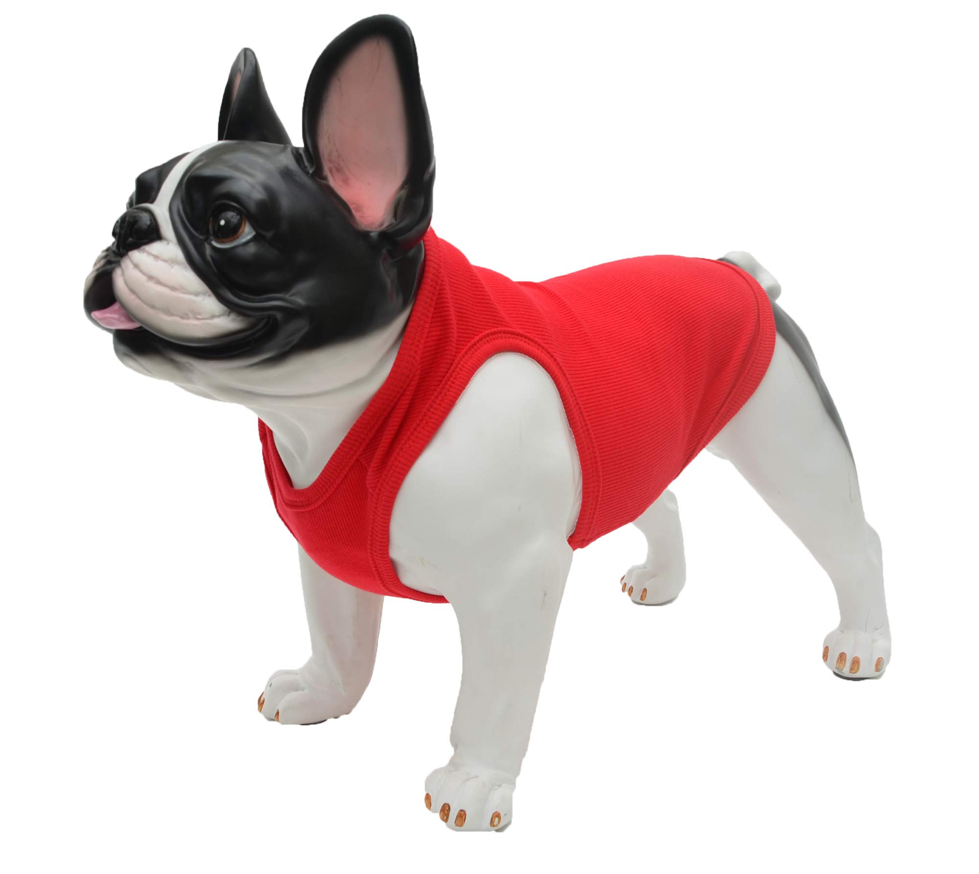 Lovelonglong 2019 Summer Pet Clothing, Dog Clothes Blank T-Shirts Ribbed Tanks Top Thread Vests for Large Medium Small Dogs 100% Cotton Red L