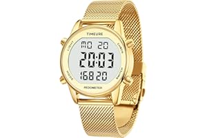 Women's Stylish Step Counter Watch with Stainless Steel Bracelet, No App & No Charging Needed, Tracks Steps, Calories & Dista