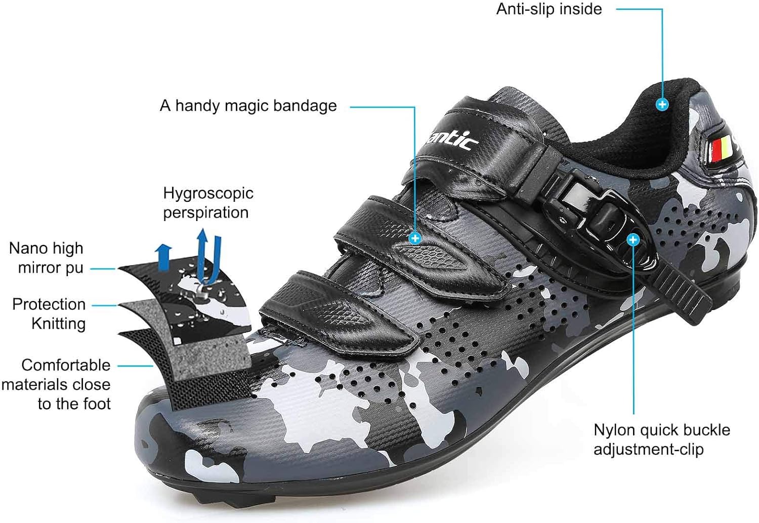 santic cycling shoes road bike shoes spin shoes with buckle