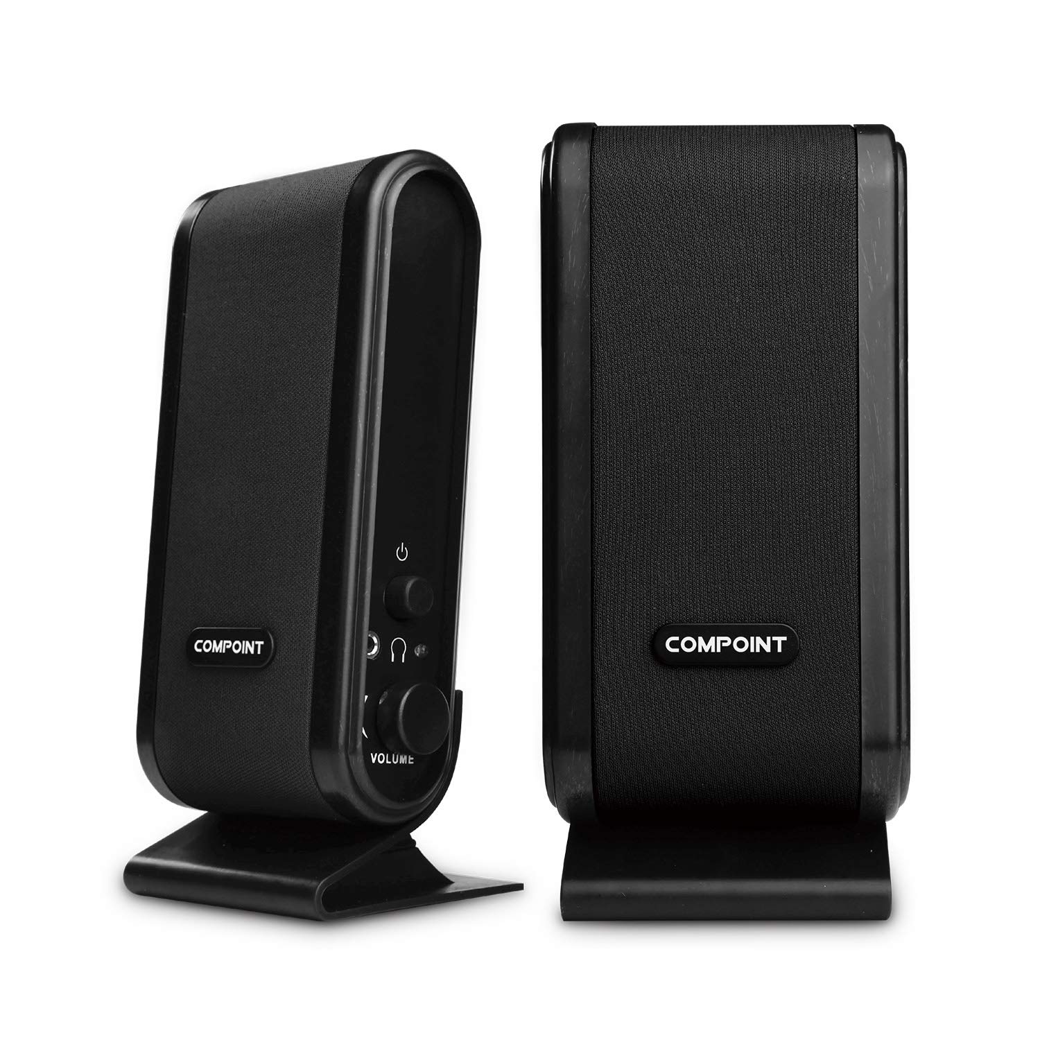 Compoint USB Wired Desktop Speakers - 2 Piece Speakers for PC Desktop, Laptop, Home Computer or Gaming - Compact Portable Multimedia Sound System 5W Powered, 3.5 mm Audio Jack Cable, Black