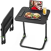 SAIJI Foldable TV Tray | Easy Folding Small Table, Height & Tilt Adjustable TV Trays for Eating, Working, Crafting - Sturdy T