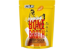 LonoLife Chicken Bone Broth Powder Mix | 10g Protein | Collagen-Rich, Keto & Paleo Friendly | Natural Ingredients | 8oz Bulk Container (15 Servings)