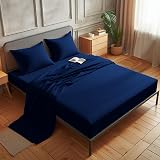 Aspire Homeware King Size Fitted Sheets 25cm Deep Navy Soft & Breathable view 4