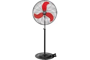 FANQIEBROS Pro 9500 CFM 30 IN Pedestal Oscillating Fan,3 Speed Heavy Duty Metal Standing Fan, High Velocity Air Circulator with Caster for Commercial, Warehouse, Patio, Shop, Garage, Barn - UL Listed