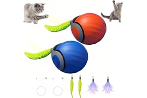 ZREVSB 2026 Newly upgraded Version 3.0 Cat Toys，Interactive Cat Toys for Indoor Cats，Automatic Cat Toy, Interactive Cat Toy，Smart 3.0 Pet Toys, Electronic Rollerball Pet Chase Toys (Blue + Orange - 2 Pieces)