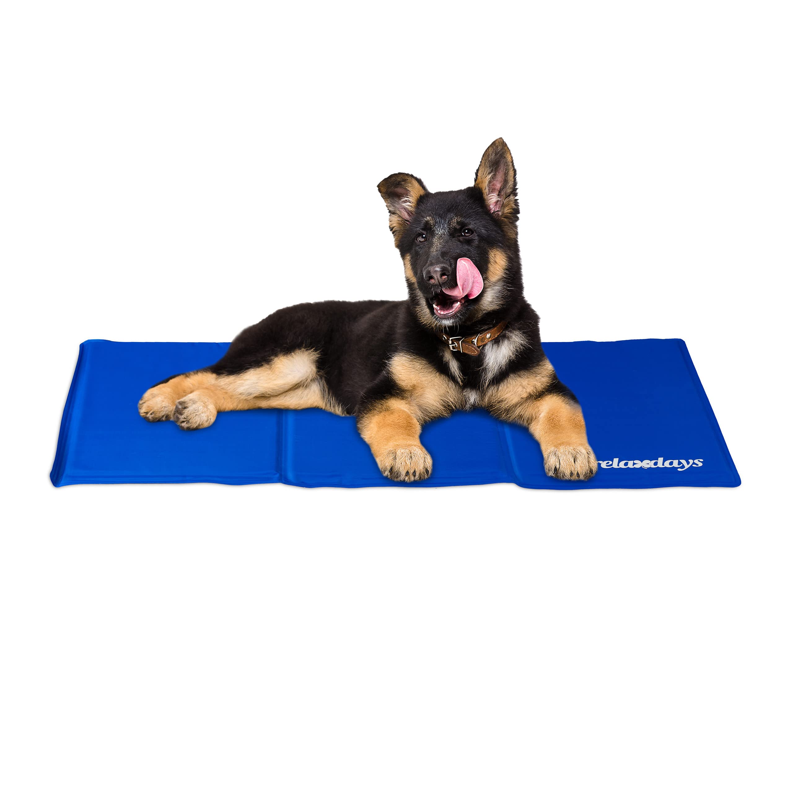 Relaxdays Self-Cooling Dog Mat, Wipeable, Gel Pad, Blanket for Animals, Polyester, Blue, 1 Piece, 10026314_975