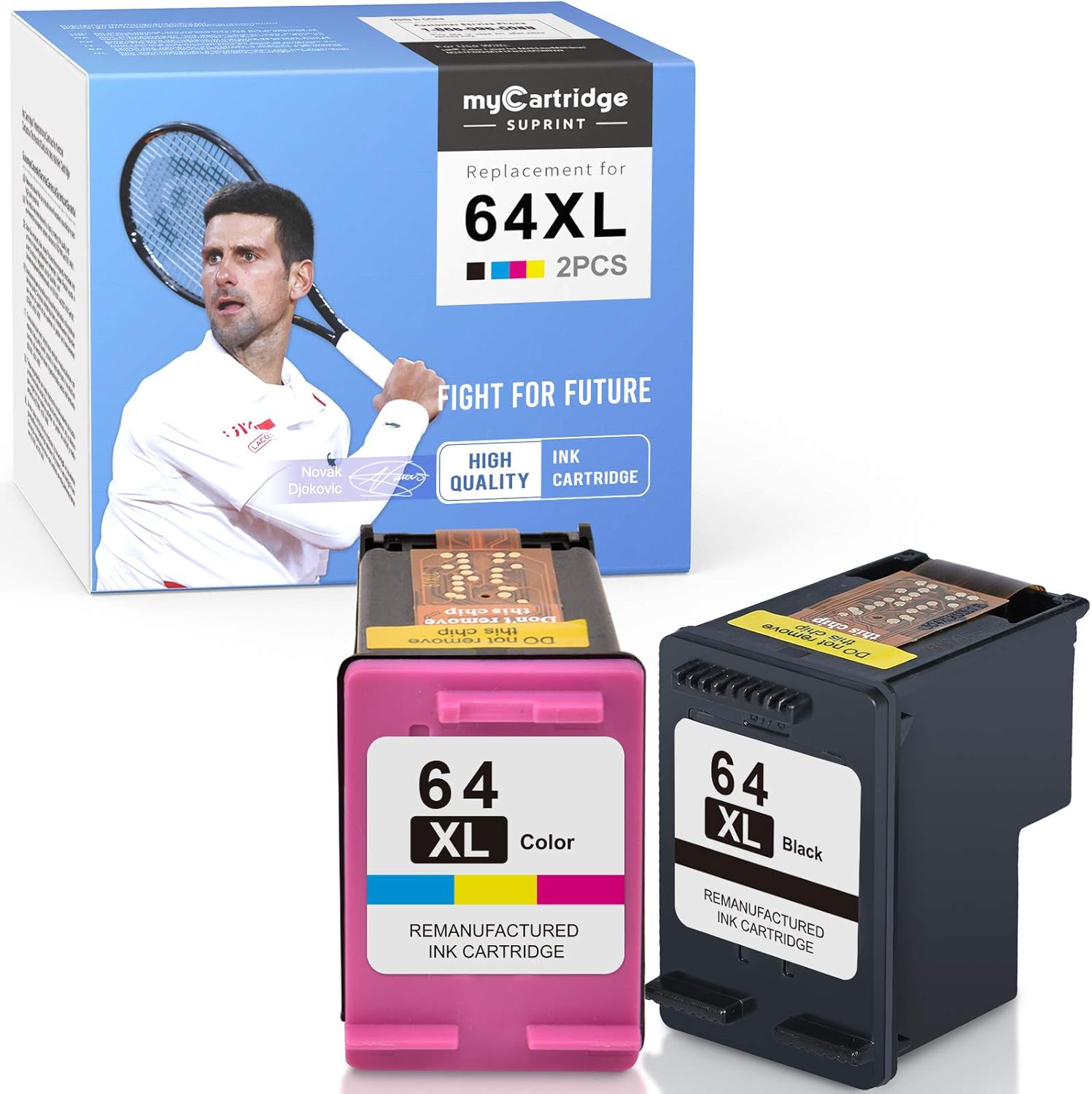 myCartridge SUPRINT Remanufactured Ink Cartridge Replacement for HP 64 XL 64XL use with Envy 7858 7855 7155 6255 7800 Tango X 6252 5542 7164 Black Tri-Color (2 Pack)